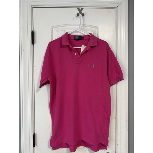Ralph Lauren Classic Fit Pink Green Logo Polo Shirt Men’s Size M NWT - Picture 1 of 3